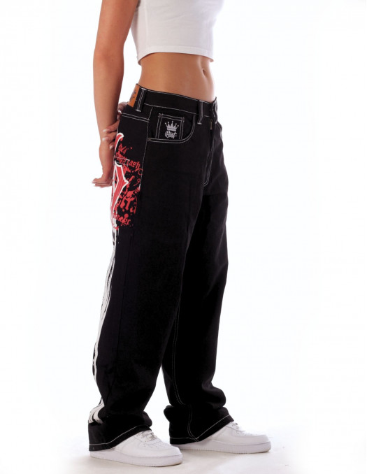 BSAT HUSTLA Baggy Jeans RedNWhite...