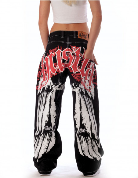 BSAT HUSTLA Baggy Jeans RedNWhite *Legacy Edition*