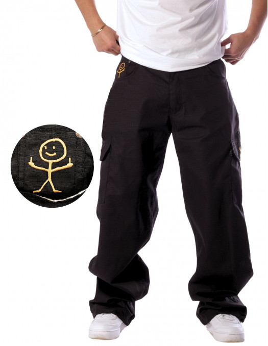 BSAT Stickman Cargo Pants Black Gold...