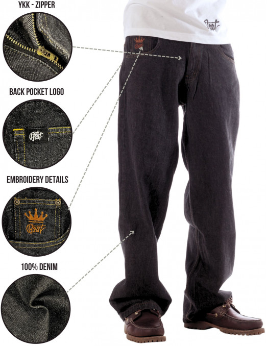 BSAT X-Loose Raw Black Onyx Edge Jeans