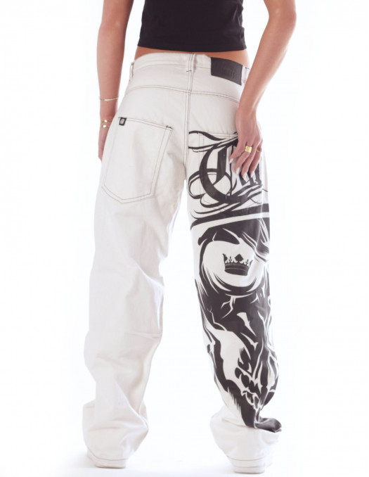 BSAT Cali Skull White Baggy Jeans...