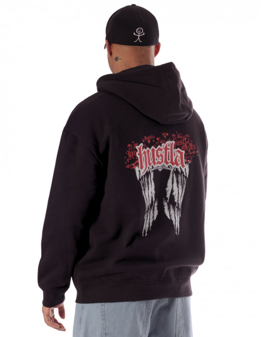 BSAT Black Hustla Hoodie RedNWhite...