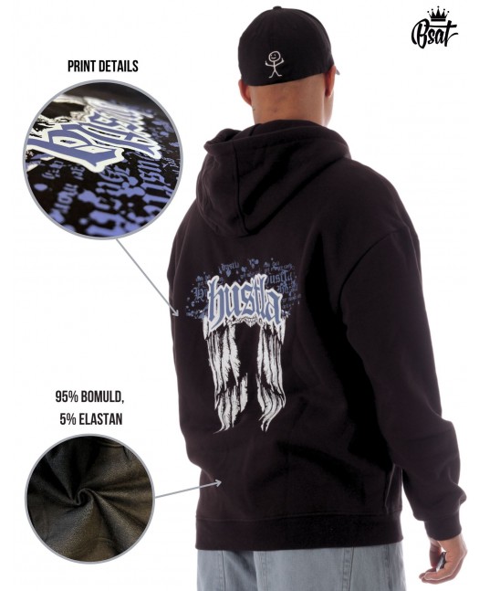 BSAT Black Hustla Hoodie BlueNWhite...