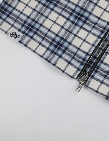 BSAT Studio Flannel Zip Shirt – Grid Navy