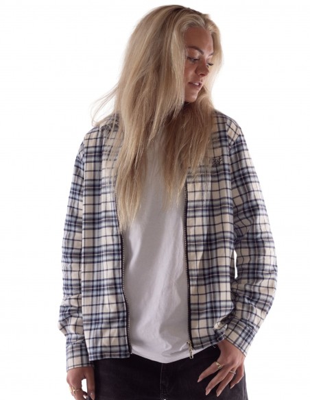 BSAT Studio Flannel Zip Shirt – Grid Navy