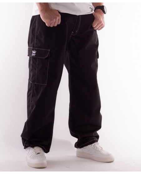 BSAT Baggy Combat Cargo Pants Black Contrast White