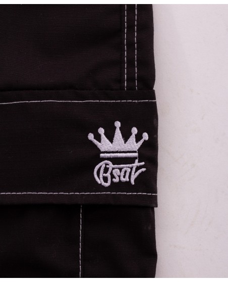 BSAT Baggy Combat Cargo Pants Black Contrast White