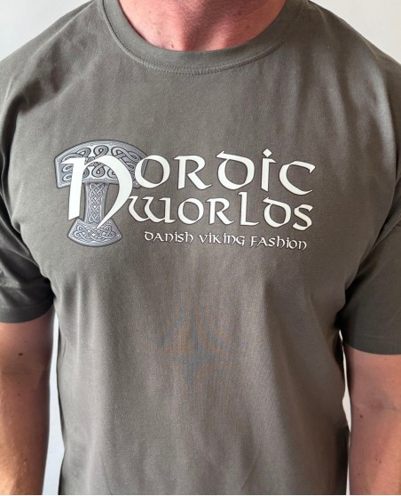 Nordic Worlds Viking Blood Line Steel Grey Hammer Tee