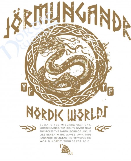 JÖRMUNGANDR Hoodie by Nordic Worlds - The World Serpent Black N Gold