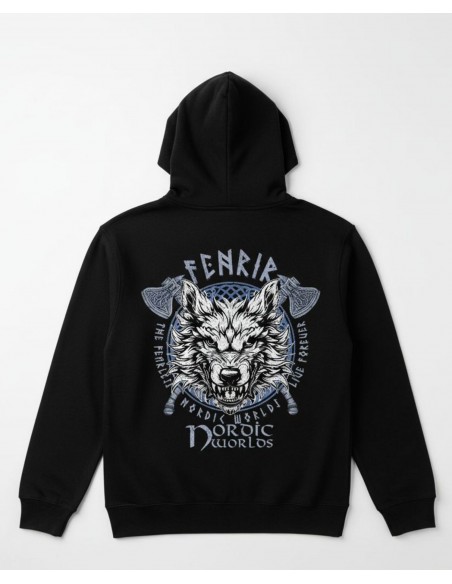 Nordic Worlds Fenrir Beast Premium Zip Hoodie – Sort