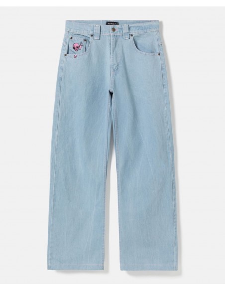 BSAT Aliens 4 Peace The Finger Sky Pink Contrast Baggy Jeans