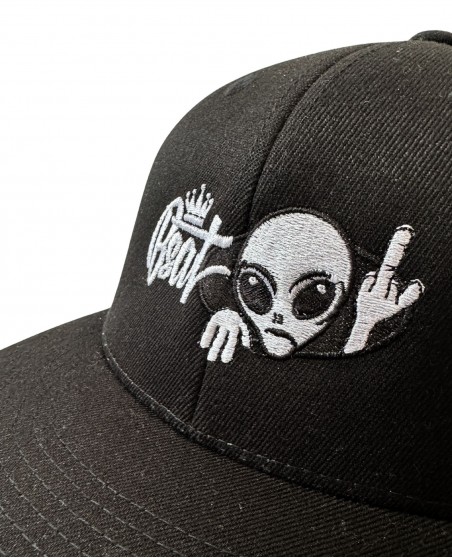 BSAT Alien 4 Peace Flexfit Flat Cap Black