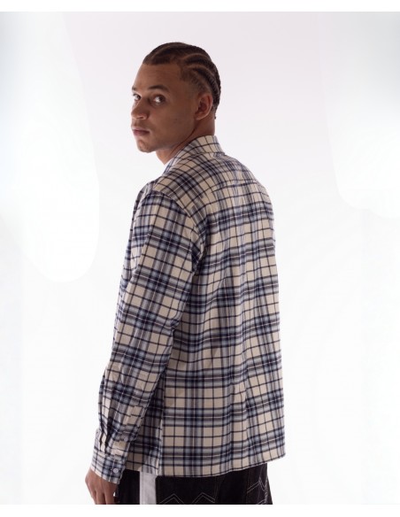 BSAT Studio Flannel Zip Shirt – Grid Navy