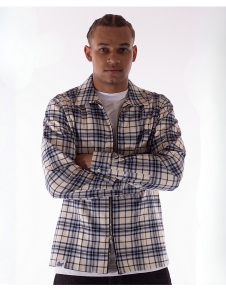 BSAT Studio Flannel Zip Shirt – Grid Navy