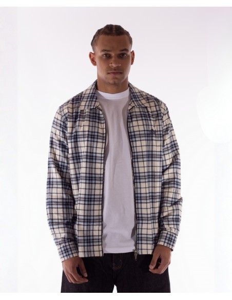 BSAT Studio Flannel Zip Shirt – Grid Navy