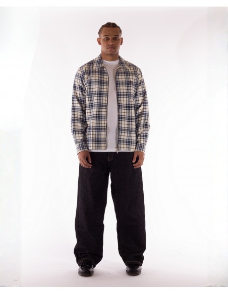 BSAT Studio Flannel Zip Shirt – Grid Navy