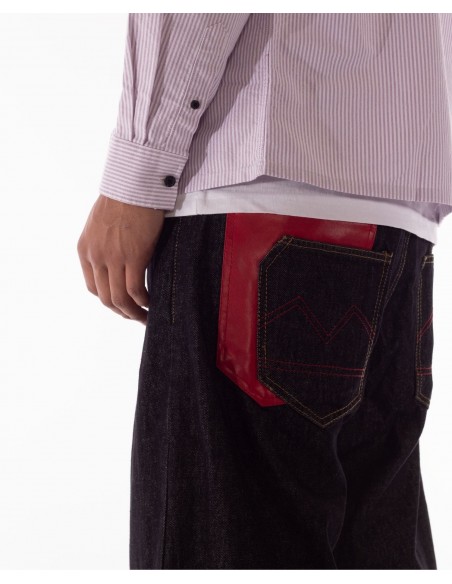 BSAT 4 Pocket Blazed Up Baggy Jeans Black n Red