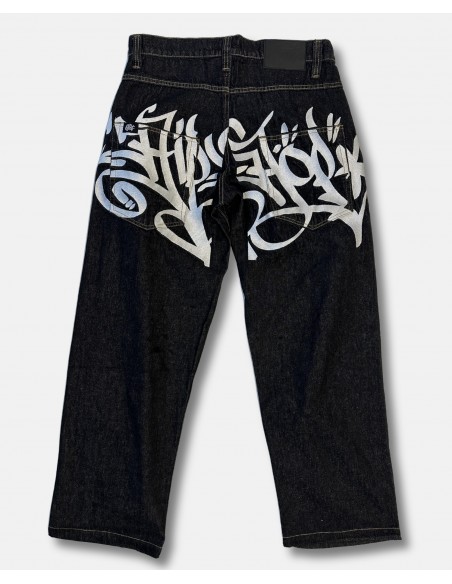 Baggy Hip Hop Jeans Embroidered Black by BSAT *Ultra Limited Edition*