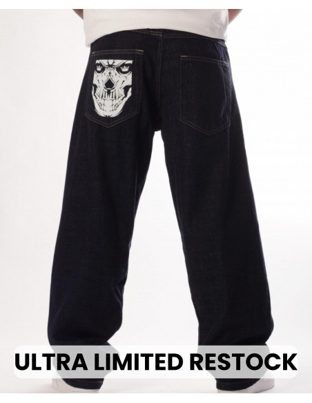 Indigo Blue Skull Baggy Jeans by BSAT