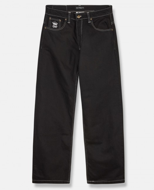 Bronx Deep Black Cotton Twill Baggy...