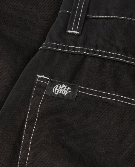 Bronx Deep Black Cotton Twill Baggy Jeans by BSAT