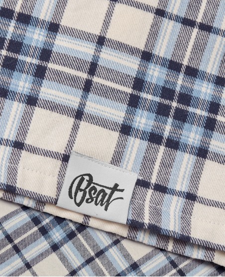 BSAT Studio Flannel Zip Shirt – Grid Navy