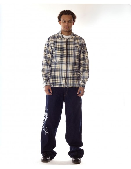 BSAT Embroidery Baggy Jeans Art Script White