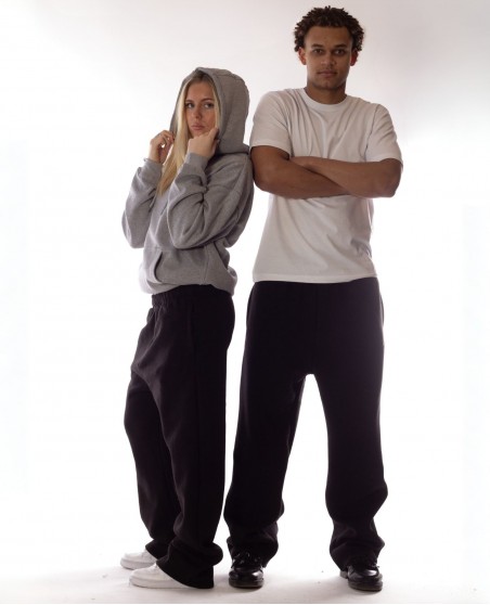 BSAT Bronx Zipped Baggy Sweatpants Ultra Soft Comfy Lounge Black