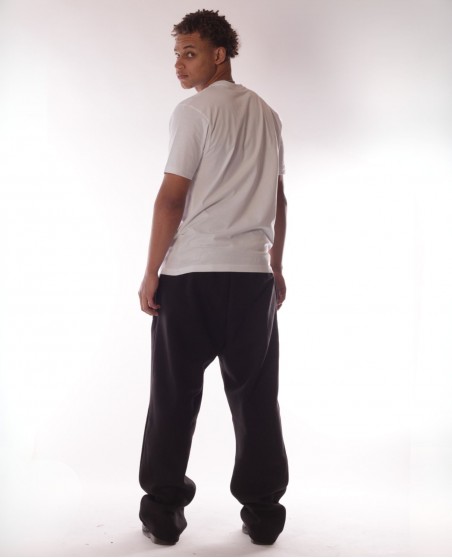 BSAT Contrast Bronx Zipped Baggy Sweatpants Ultra Soft Comfy Lounge Black