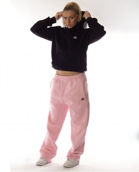 BSAT Contrast Bronx Zipped Baggy Sweatpants Ultra Soft Comfy Lounge Soft Pink
