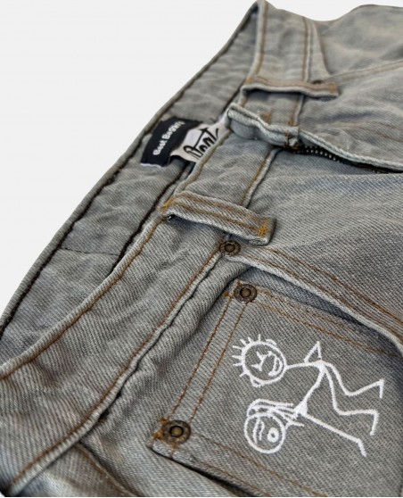 BSAT Stickman The F*ck Jeans Grey Edition White Stitching