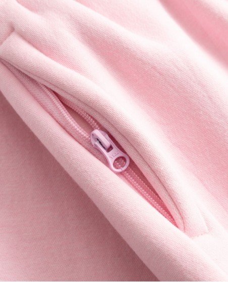 BSAT Contrast Bronx Zipped Baggy Sweatpants Ultra Soft Comfy Lounge Soft Pink