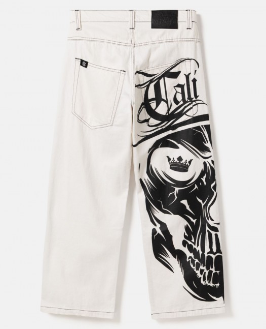 BSAT Cali Skull White Baggy Jeans...