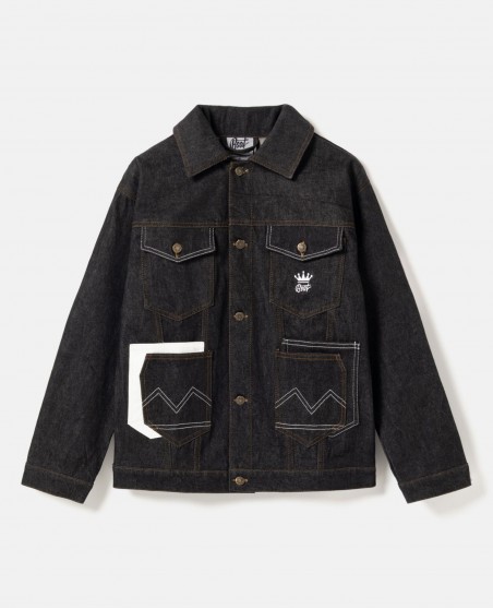 BSAT 4 Pocket Blazed Up Denim Jacket Black n White
