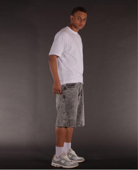 BSAT Bronx Black Dark Marble Wash Baggy Jorts