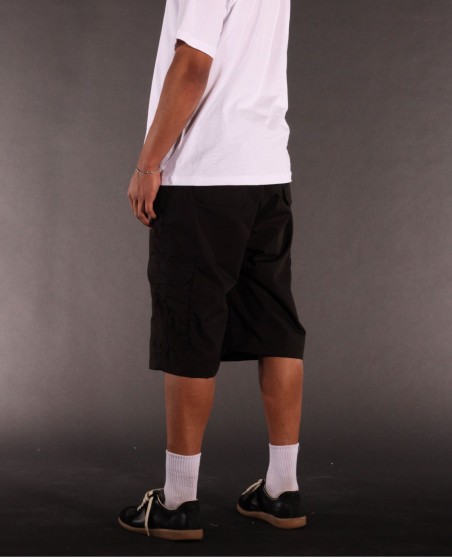 BSAT Medium Weight Baggy Cargo Shorts Black Stretch Waist™