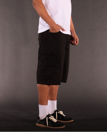 BSAT Medium Weight Baggy Cargo Shorts Black Stretch Waist™