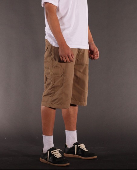 BSAT Medium Weight Baggy Cargo Shorts Khaki Stretch Waist™