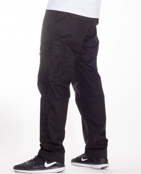 BSAT Medium Weight Regular Fit Cargo Pants Black Stretch Waist™