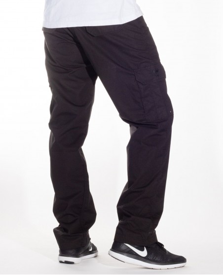 BSAT Medium Weight Regular Fit Cargo Pants Black Stretch Waist™
