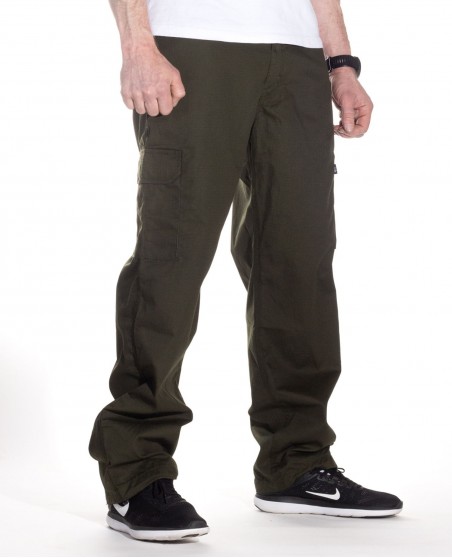 BSAT Medium Weight Baggy Cargo Pants Dark Olive Stretch Waist™