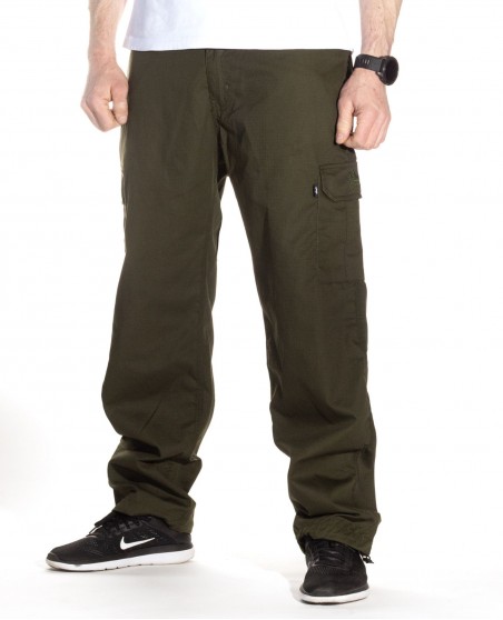 BSAT Medium Weight Baggy Cargo Pants Dark Olive Stretch Waist™