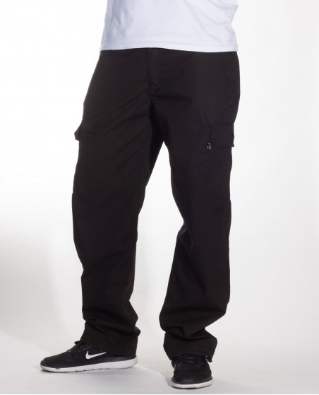 BSAT Medium Weight Baggy Cargo Pants Black Stretch Waist™