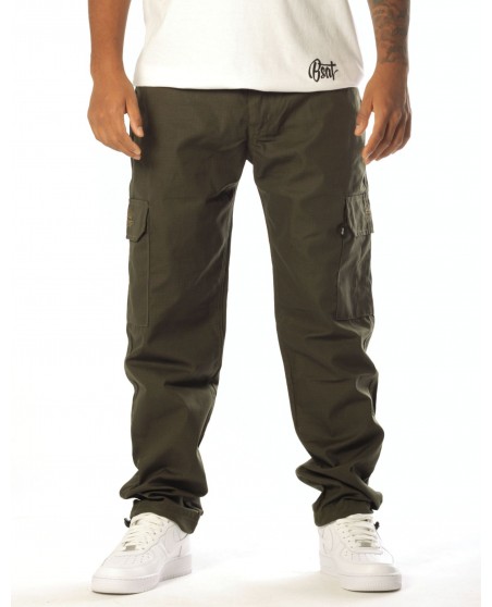 BSAT Medium Weight Regular Fit Cargo Pants Dark Olive Stretch Waist™