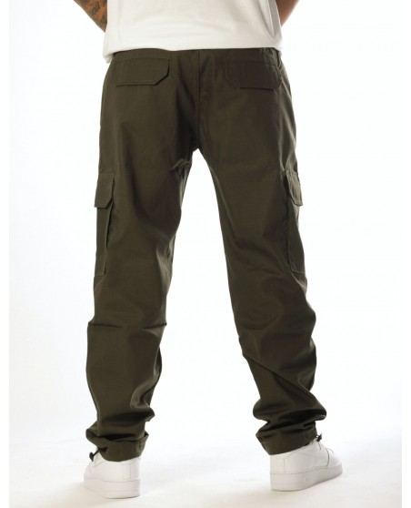 BSAT Medium Weight Regular Fit Cargo Pants Dark Olive Stretch Waist™