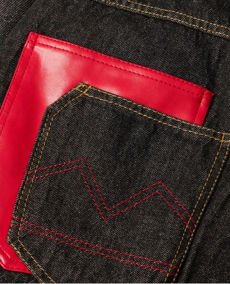 BSAT 4 Pocket Blazed Up Baggy Jorts Black n Red