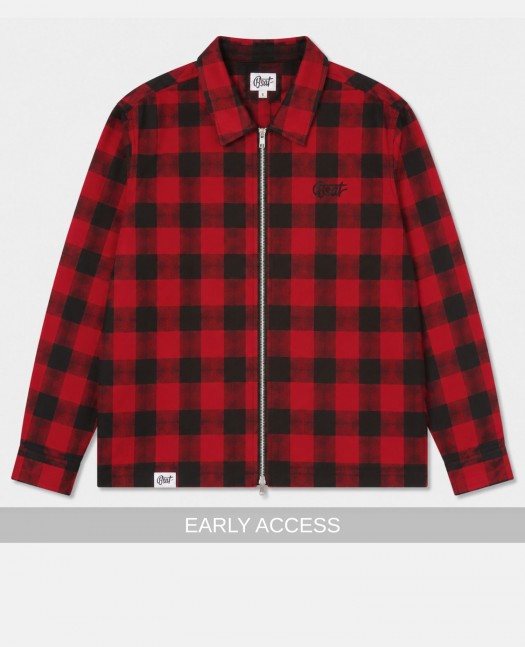 BSAT Studio Flannel Zip Shirt Grid Red