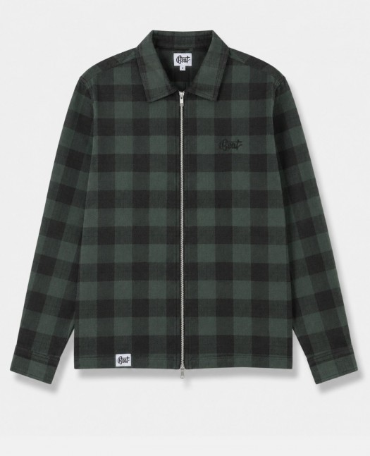 BSAT Studio Flannel Zip Shirt Grid Green