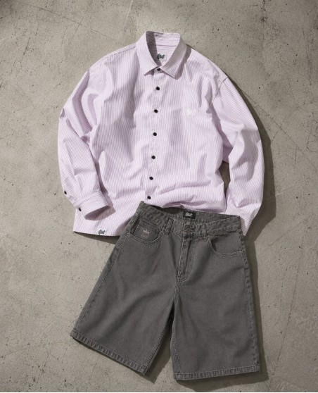 BSAT Lilac Studio Shirt & Grey Baggy Jorts Outfit