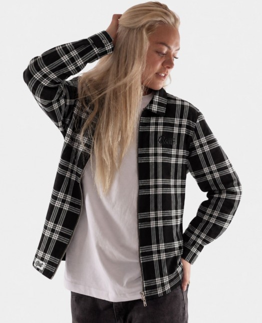 BSAT Studio Flannel Zip Shirt Grid Black